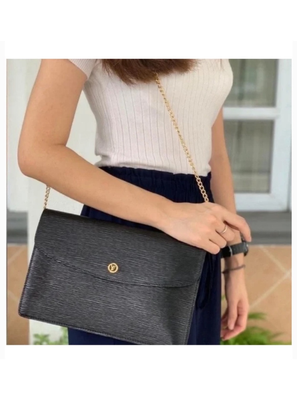 Authentic Louis Vuitton Montaigne 27 clutch bag M52652 gold LV